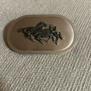 Silver Horse Motif Belt Buckle